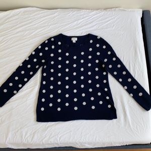Navy and white polka dot sweater